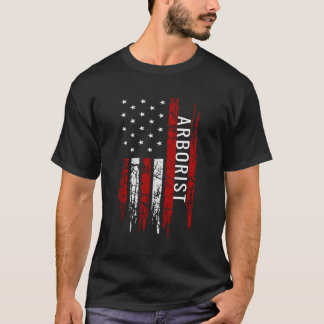 Arborist Träd Surgeon American USA flagga Lumberja T Shirt