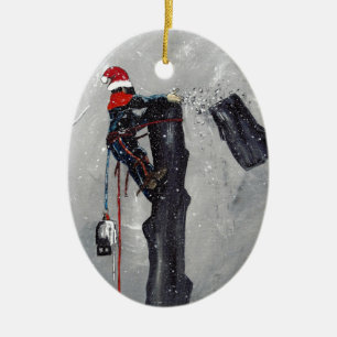 Arborist träd surgeon christmas-kort julgransprydnad keramik