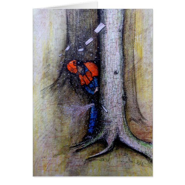 Arborist träd surgeon husqvarna hälsningskort (Framsidan)