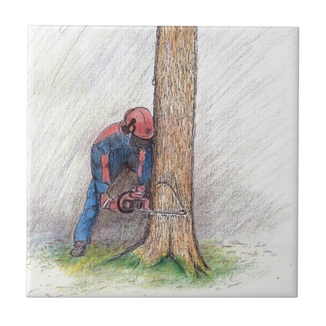 Arborist Träd Surgeon Kakelplatta (Framsidan)