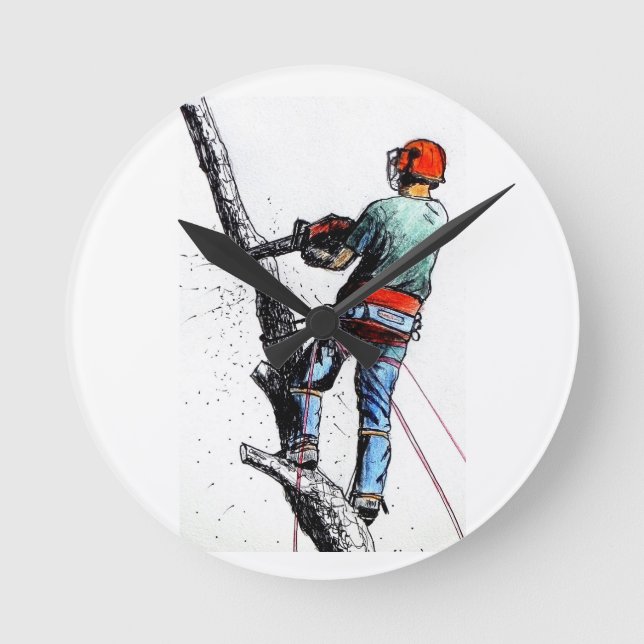 Arborist Träd Surgeon Rund Klocka (Framsida)