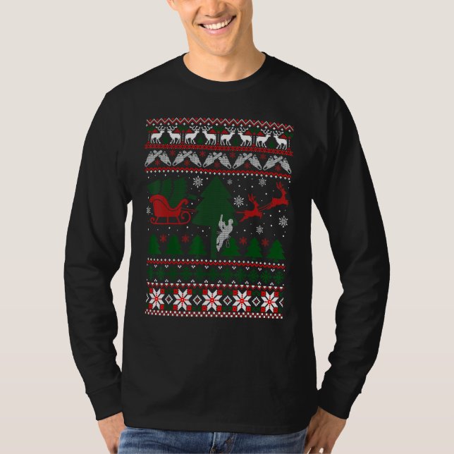 Arborist Ugly Christmas Sweater T Shirt (Framsida)