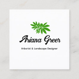 Arboristiska Gröntar i Löv Fyrkantigt Visitkort