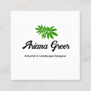 Arboristiska Gröntar i Löv Fyrkantigt Visitkort