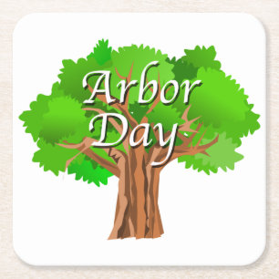 Arbour Day Träd Helgdag Underlägg Papper Kvadrat
