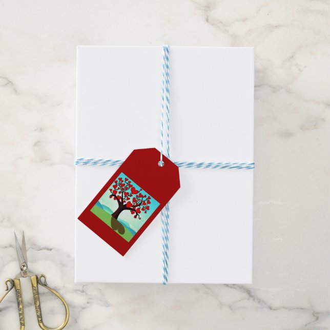   Arbre d’amour - tree of love Presentetikett (Med Snöre)