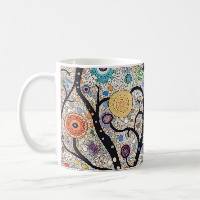 🌳 Arbre de la Vie en Abstrait 🎨 Kaffemugg (Vänster)