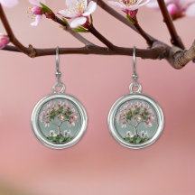arbre de vie moderne Sakura rose vert westie chien