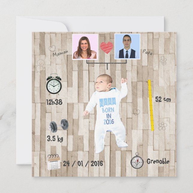 Arbre généalogique ⎮ Faire-part de naissance Meddelande (Framsida)