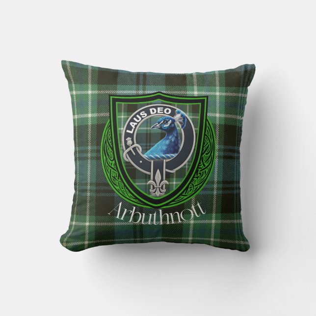 Arbuthnott Scottish Klan Tartan och Vapensköld Kudde (Framsida)