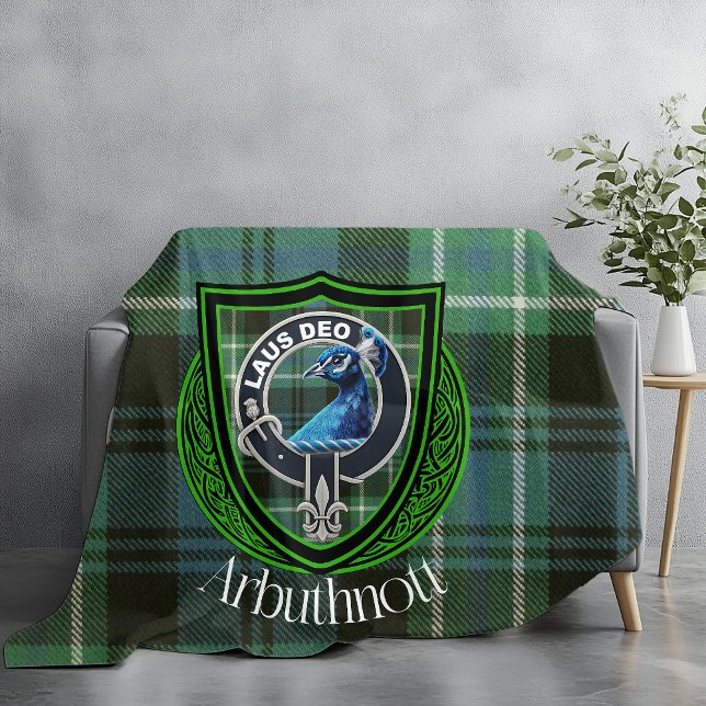 Arbuthnott Scottish Klan Tartan & Vapensköld Fleecefilt (Skapare uppladdad)