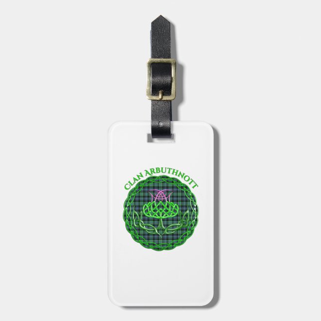 Arbuthnott Scottish Tartan Celtic Thistle Bagagebricka (Vertikal Framsida)
