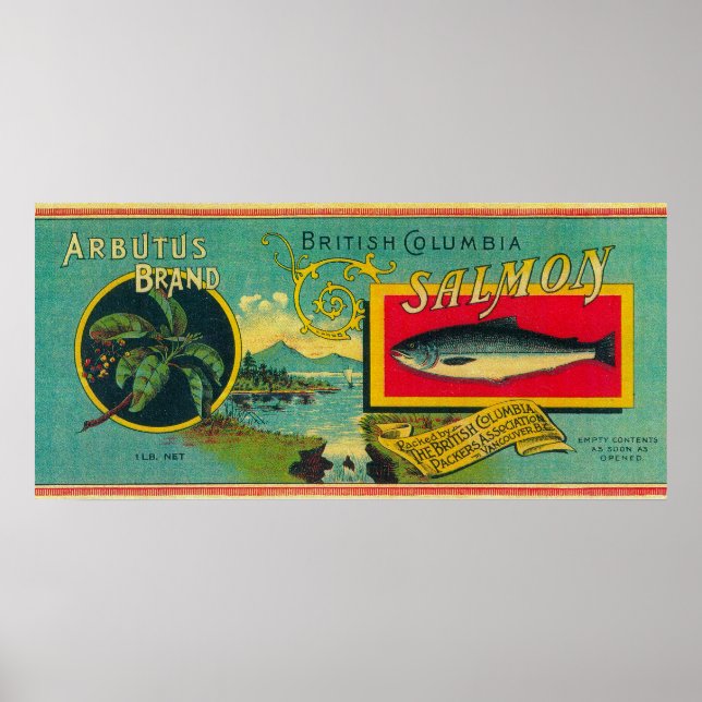 Arbutus Salmon Can LabelVancouver, BC Poster (Framsidan)