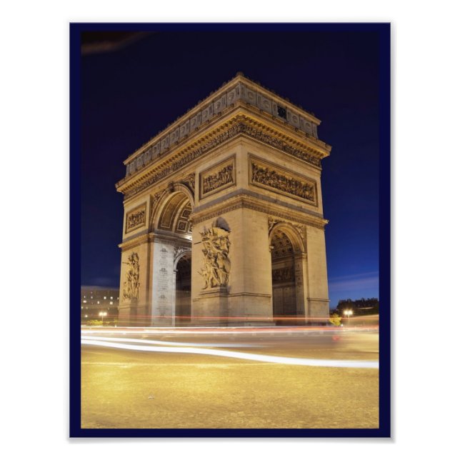 Arc de Triomphe de l'Étoile in Paris night shot Fototryck (Framsidan)