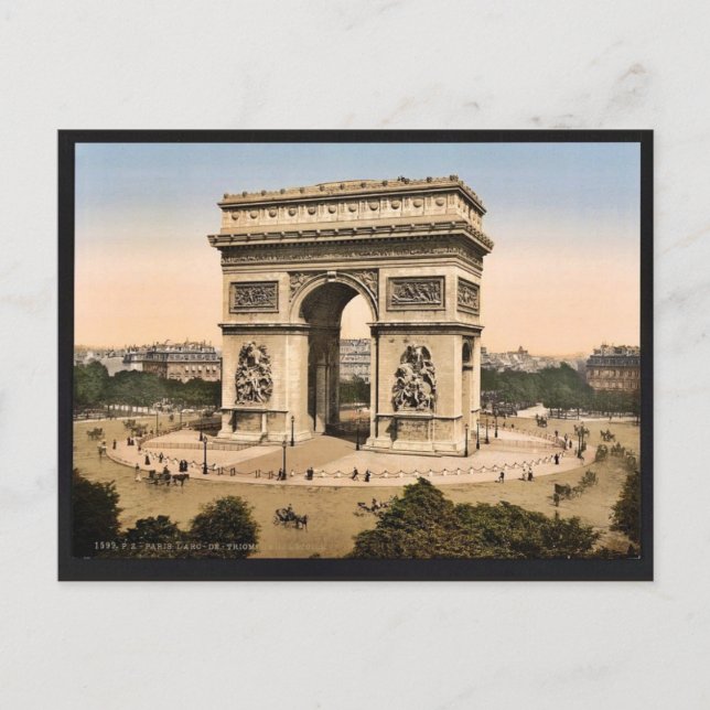 Arc de Triomphe, de l'Etoile, Paris, Frankrike cla Vykort (Framsida)