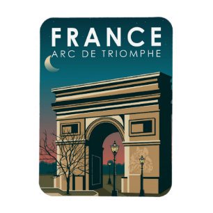 Arc de Triomphe Frankrike Retro Travel Art Vintage Magnet