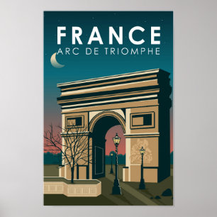 Arc de Triomphe Frankrike Retro Travel Art Vintage Poster