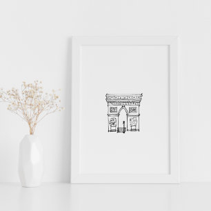 Arc de Triomphe Hand plockade Illustration Art Pos Poster