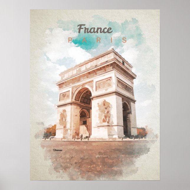 Arc de Triomphe i vattenfärg Poster (Framsidan)