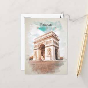 Arc de Triomphe i vykort med vattenfärg