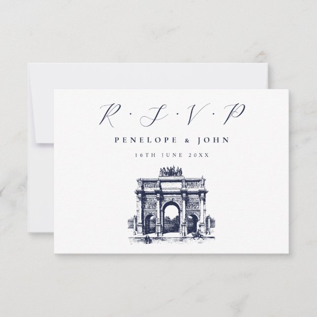 Arc de Triomphe Illustration Destination Wedding OSA Kort (Framsida)