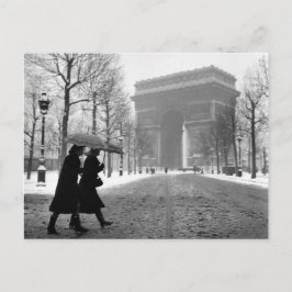 Arc de Triomphe neige - 1940 - Robert Doisneau Vykort