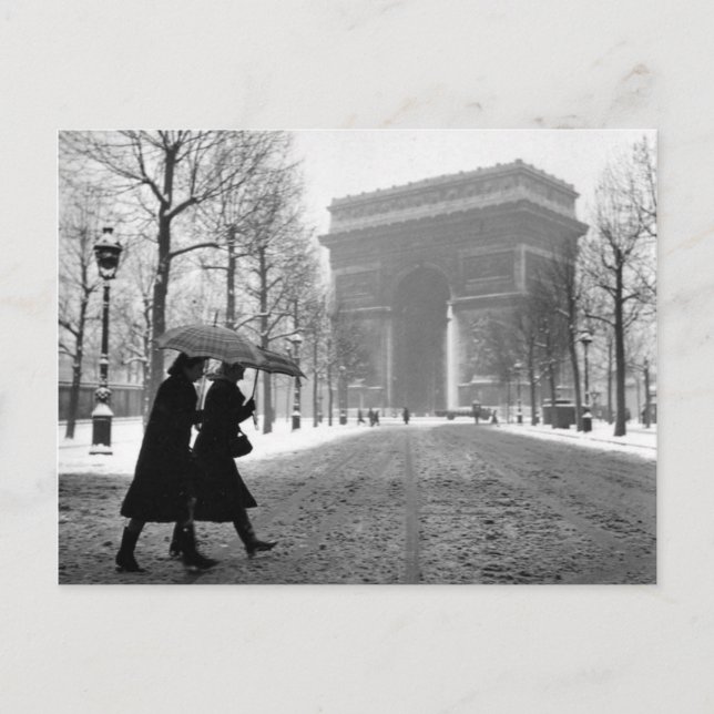 Arc de Triomphe neige - 1940 - Robert Doisneau Vykort (Framsida)