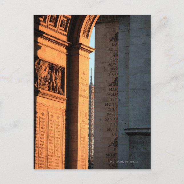 ARC DE TRIOMPHE och EIFFEL torn 2 Vykort (Framsida)