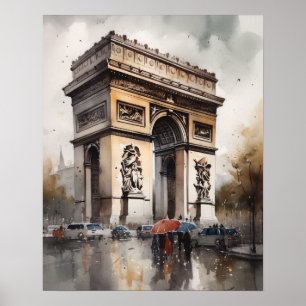 Arc De Triomphe Paris Frankrike Art Print Poster