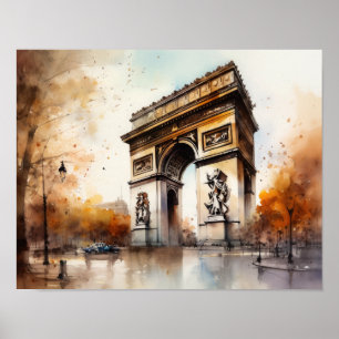 Arc De Triomphe Paris Frankrike Art Print Poster