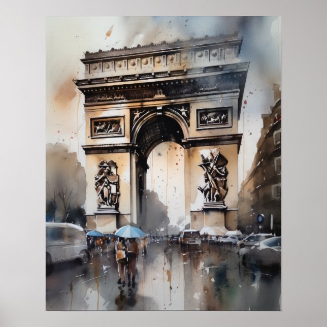 Arc De Triomphe Paris Frankrike Art Print Poster (Framsidan)