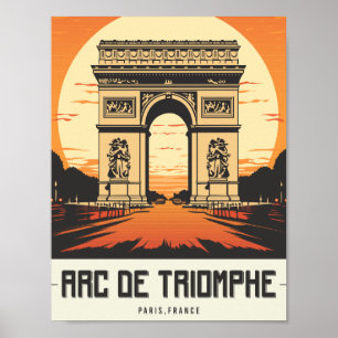 Arc de Triomphe Paris Frankrike Berömd Travel Stäl Poster