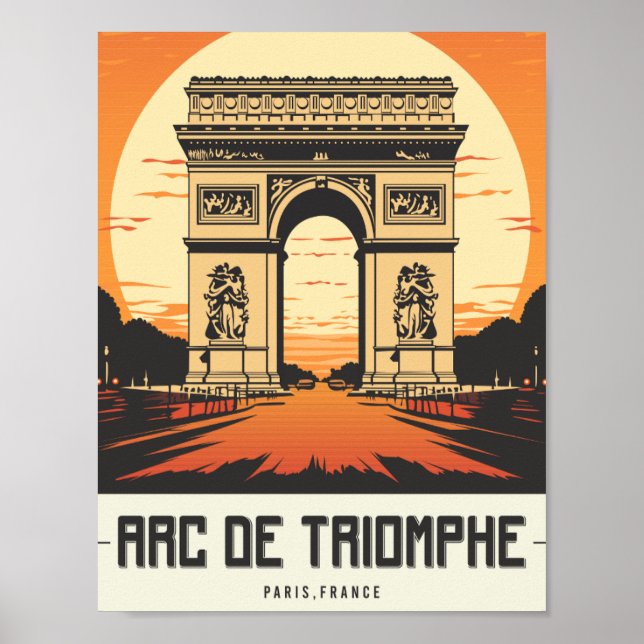 Arc de Triomphe Paris Frankrike Berömd Travel Stäl Poster (Framsidan)