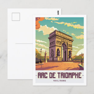Arc de Triomphe Paris Travel Ställe Illustration Vykort