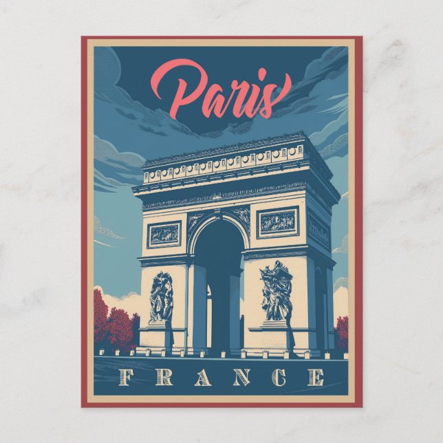 Arc de Triomphe Vintage Postcard Vykort (Framsida)