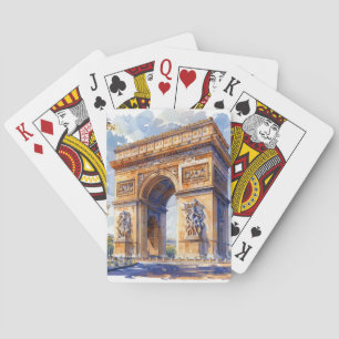 Arc de Triomphe Watercolor Travel Landmarks Frankr Casinokort