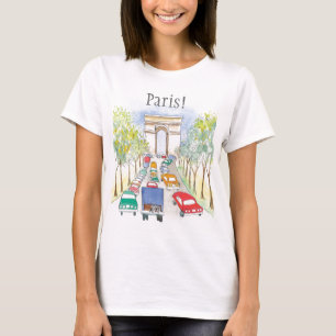Arc de Triomphe Whimsical Watercolor Sketch T Shirt