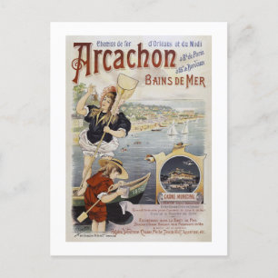 Arcachon Frankrike Vintage affisch 1896 Vykort