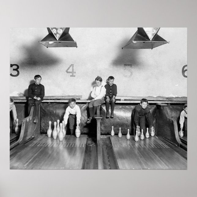 Arcade Bowling Alley, 1909. Gammalt foto Poster (Framsidan)