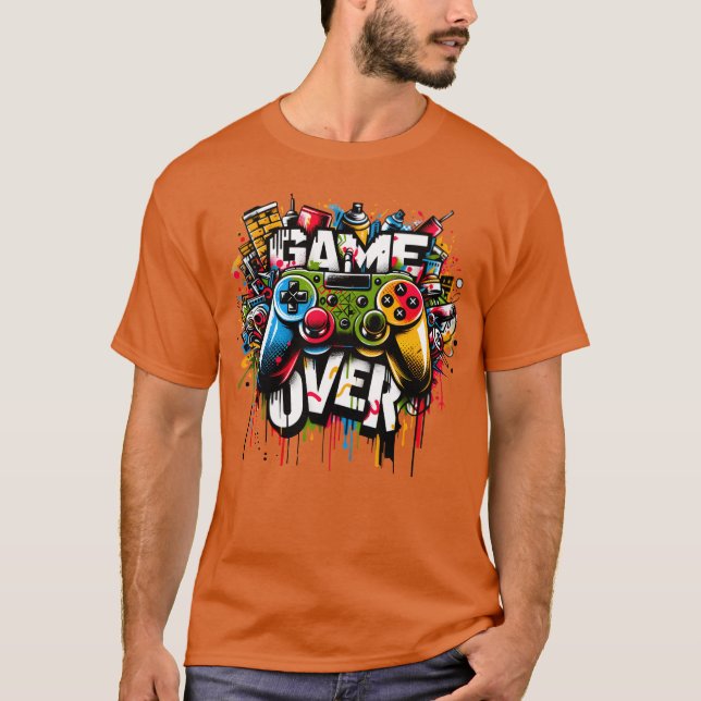 Arcade Console Game Over-videospelet Design Gift f T Shirt (Framsida)