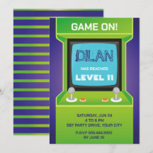 Arcade-födelsedag, inbjudan till spelarfödelsedag,