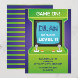 Arcade-födelsedag, inbjudan till spelarfödelsedag,