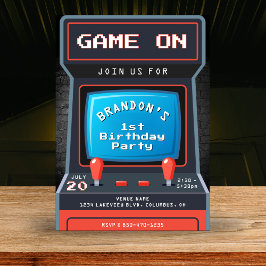 Arcade Game 1:a födelsedagen Party Inbjudningar