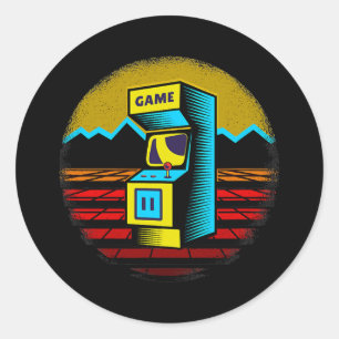 Arcade Game Maskin Nostalgia Retro Gamer 80-tal 90 Runt Klistermärke