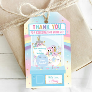 Arcade Girl Birthday Cute Blue Klo Maskin favor Presentetikett