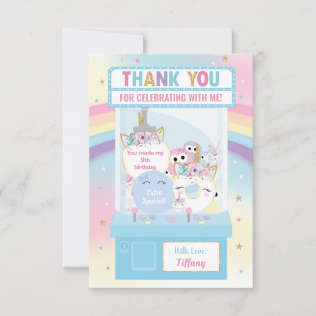 Arcade Girl Birthday Cute Blue Klo Maskin Tack Kort (Framsida)