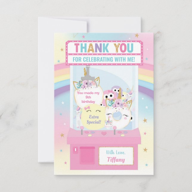 Arcade Girl Birthday Cute Rosa Klo Maskin Tack Kort (Framsida)