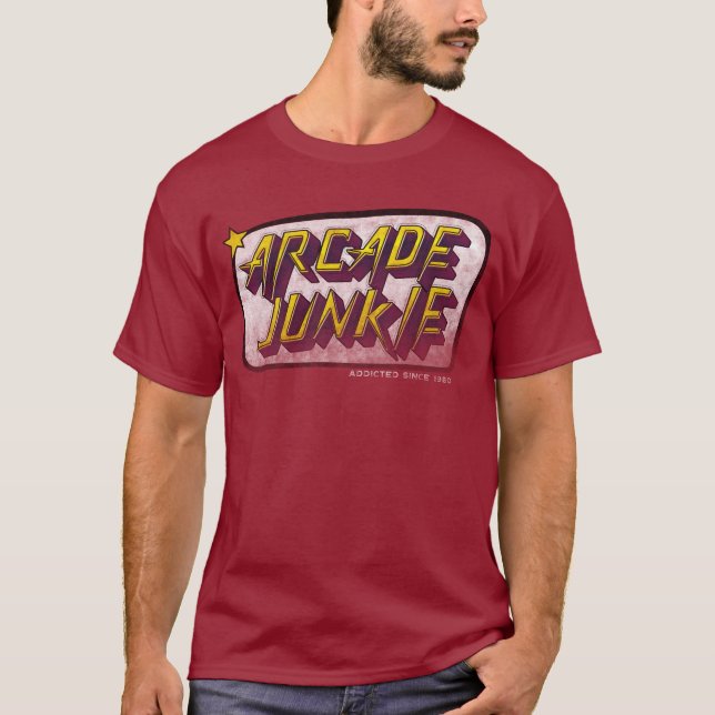 Arcade junkie. beroende sedan 1980 t shirt (Framsida)