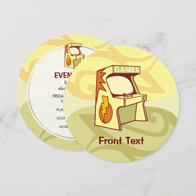 Arcade Maskin Inbjudningar (Fram/baksida)