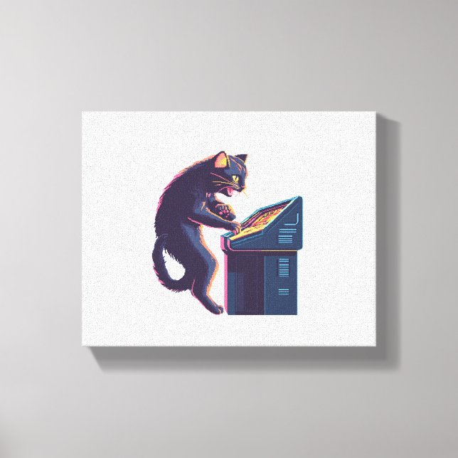 Arcade Meowster - Nostalgic Gamer Cat Canvastryck (Framsida)